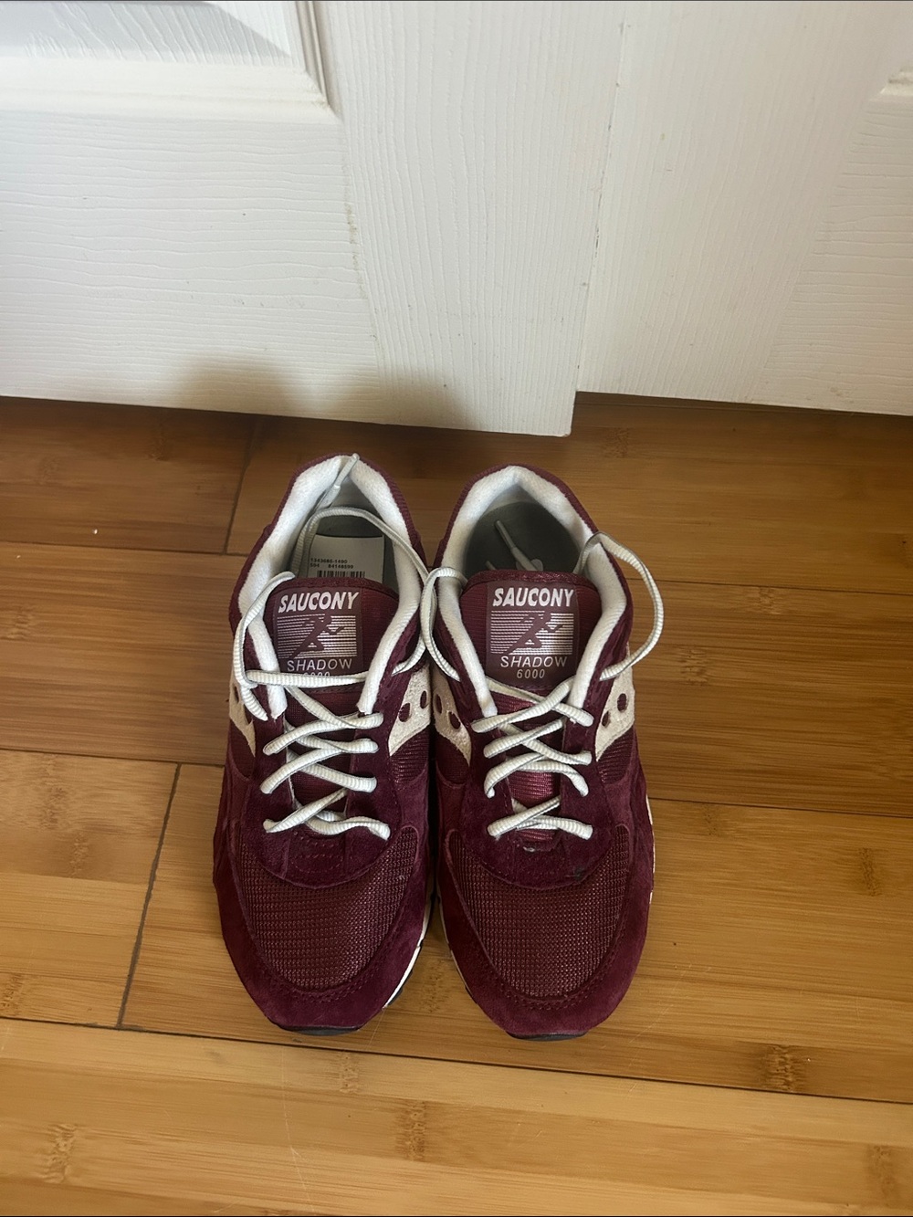 Saucony Burgundy and White Shadow 6000 Sneakers